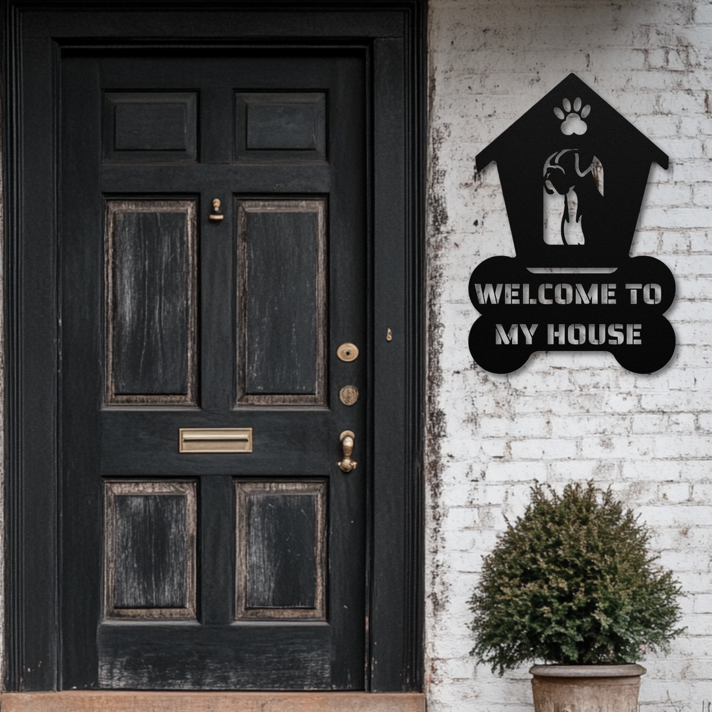 Boxer Welcome Dog House Sign: A Warm Greeting for Your Home