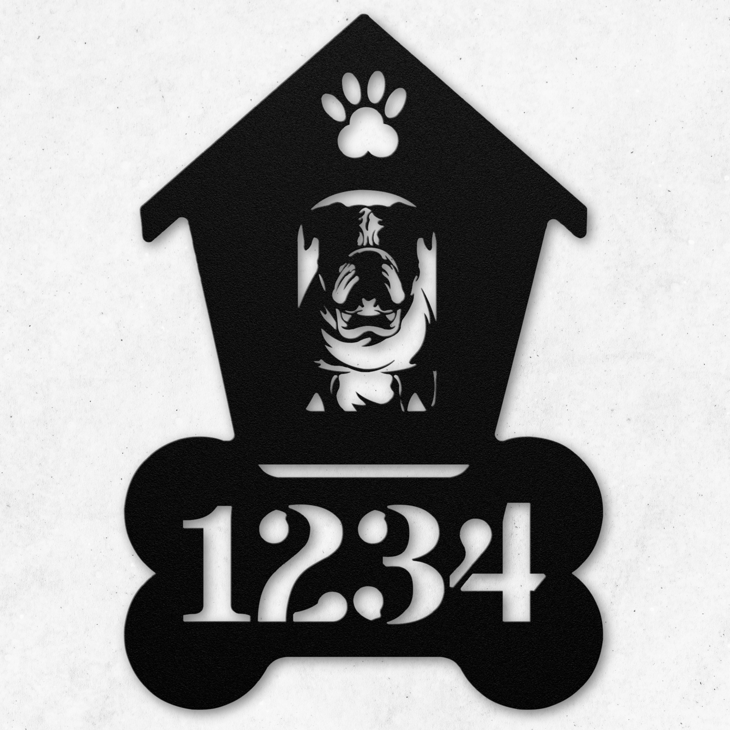 Bulldog Dog House Number Sign: A Tail-Wagging Touch