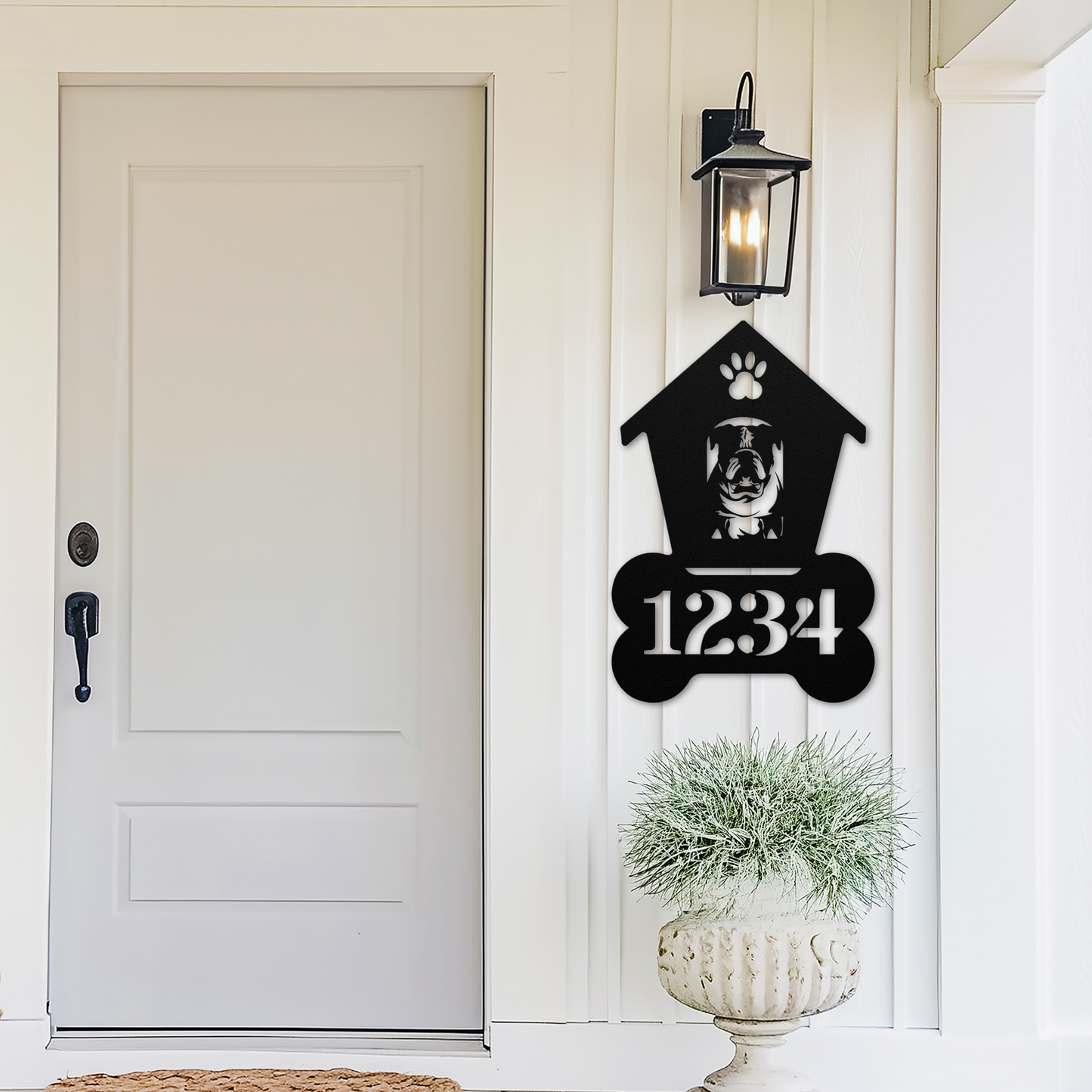 Bulldog Dog House Number Sign: A Tail-Wagging Touch