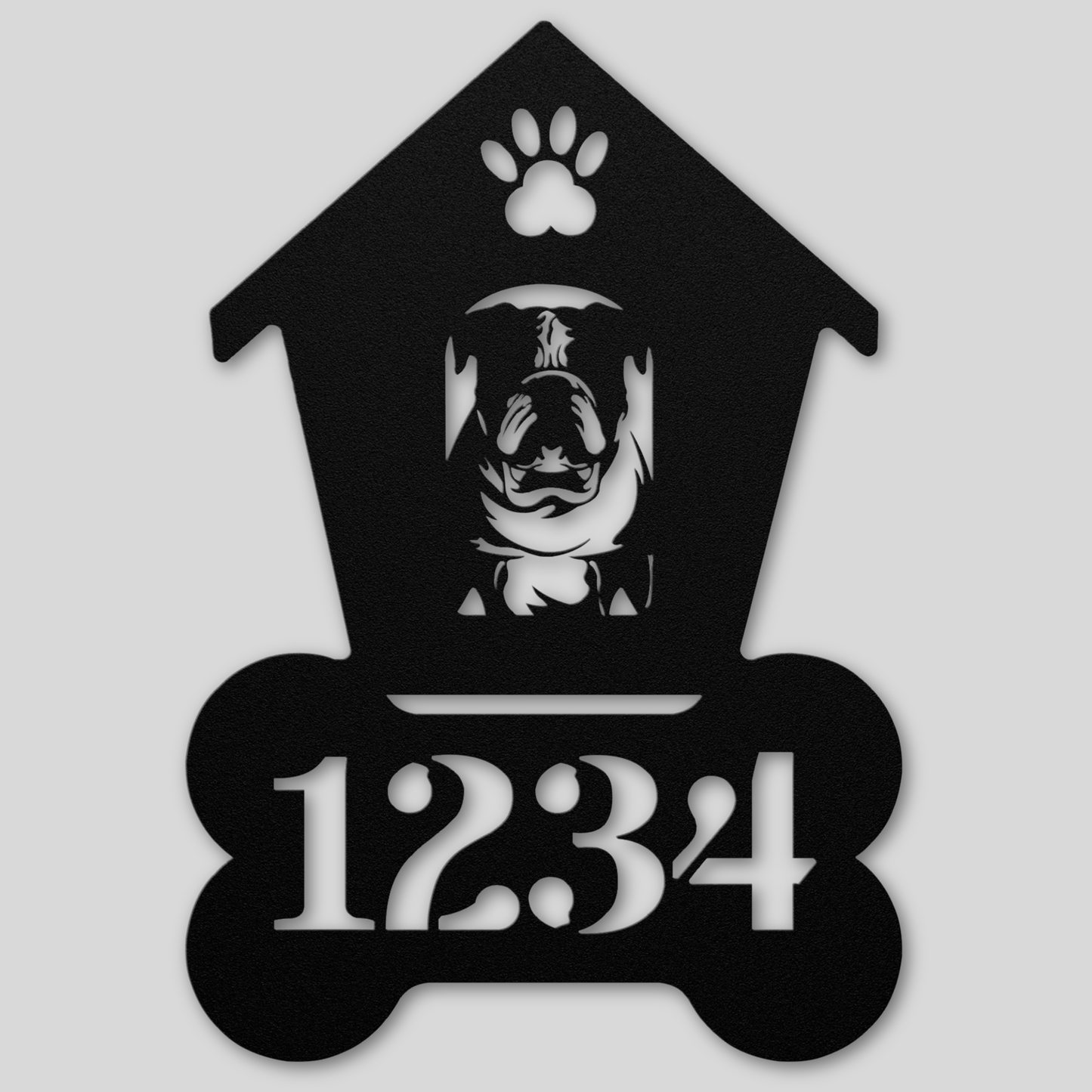Bulldog Dog House Number Sign: A Tail-Wagging Touch