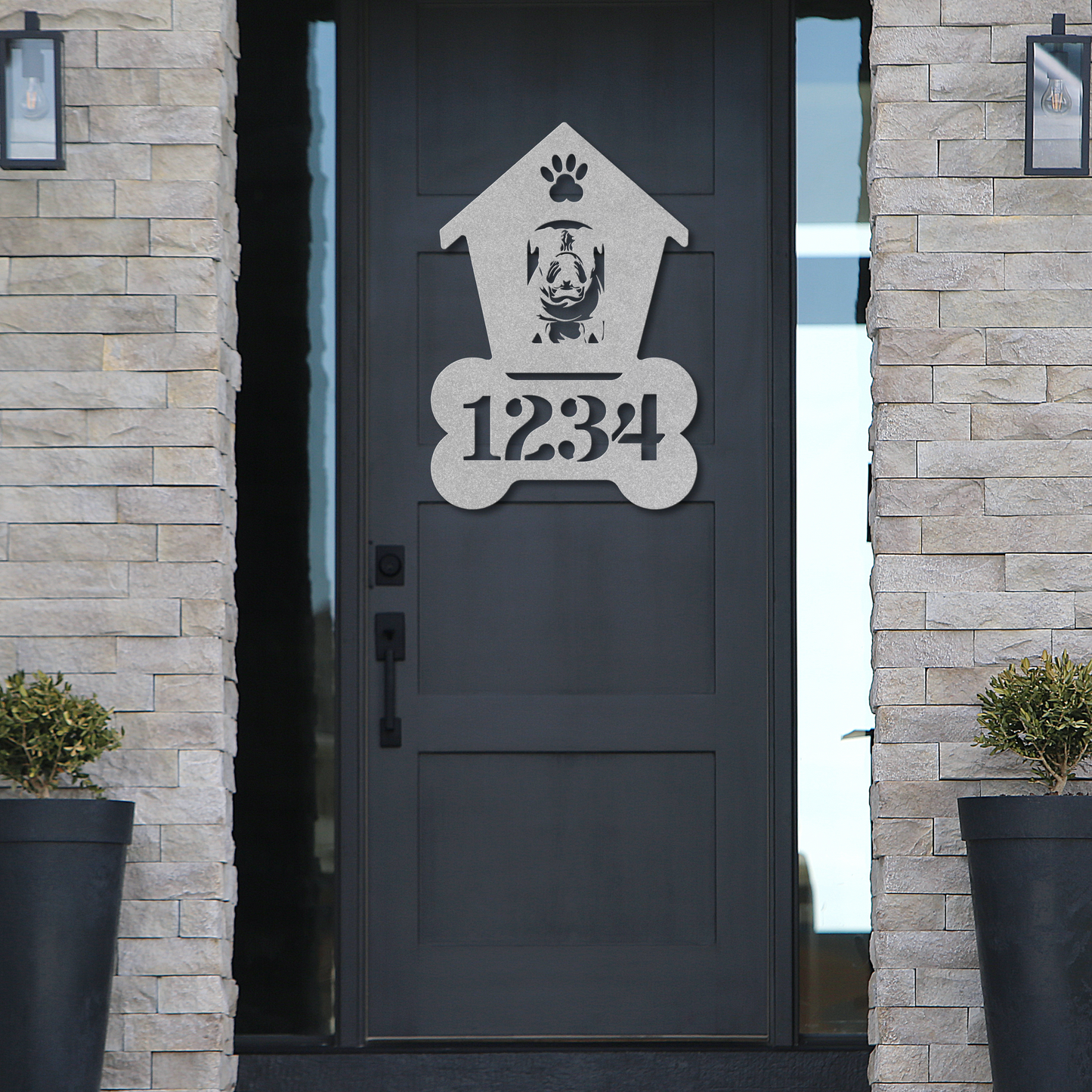 Bulldog Dog House Number Sign: A Tail-Wagging Touch
