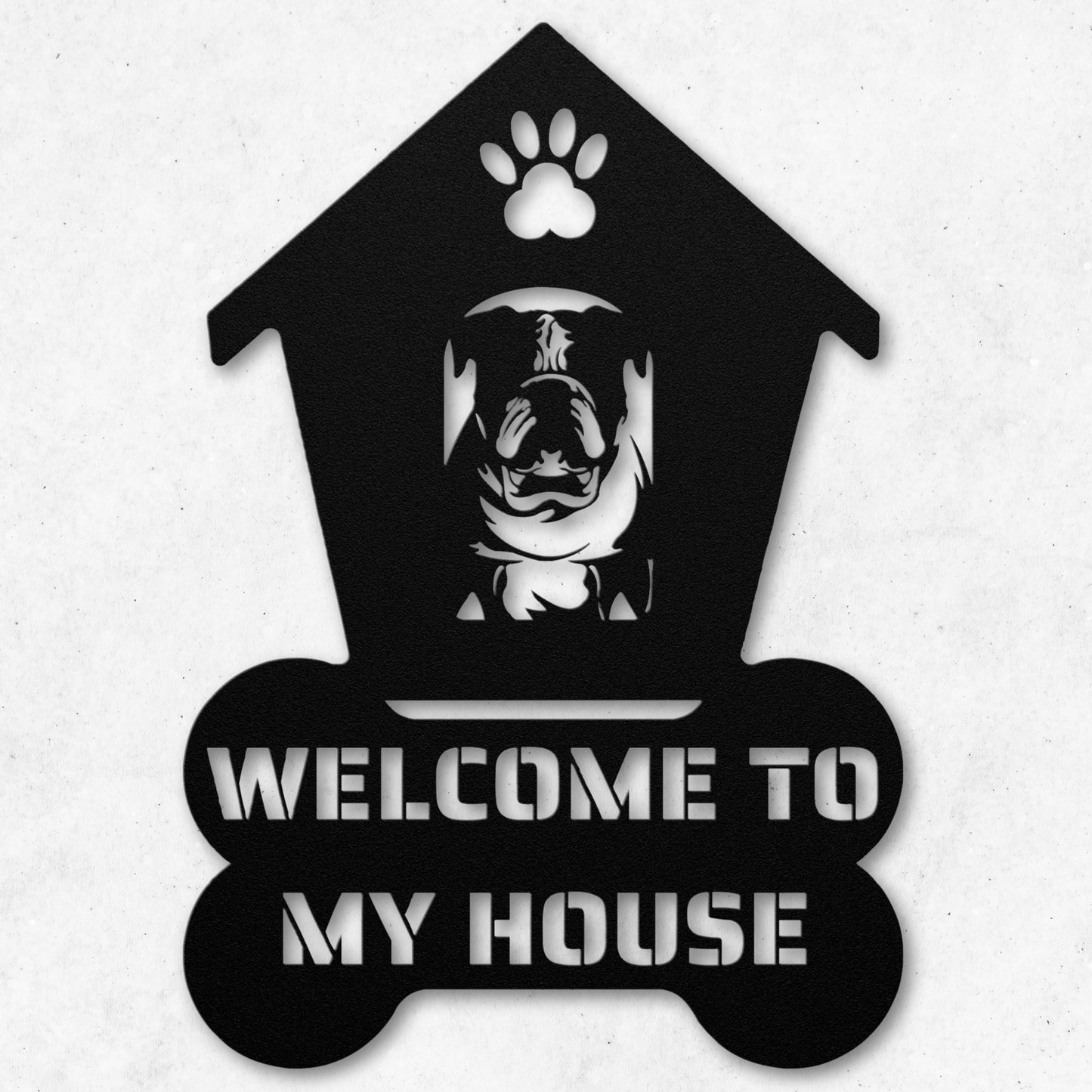Bulldog Welcome Dog House Sign: A Warm Greeting for Your Home