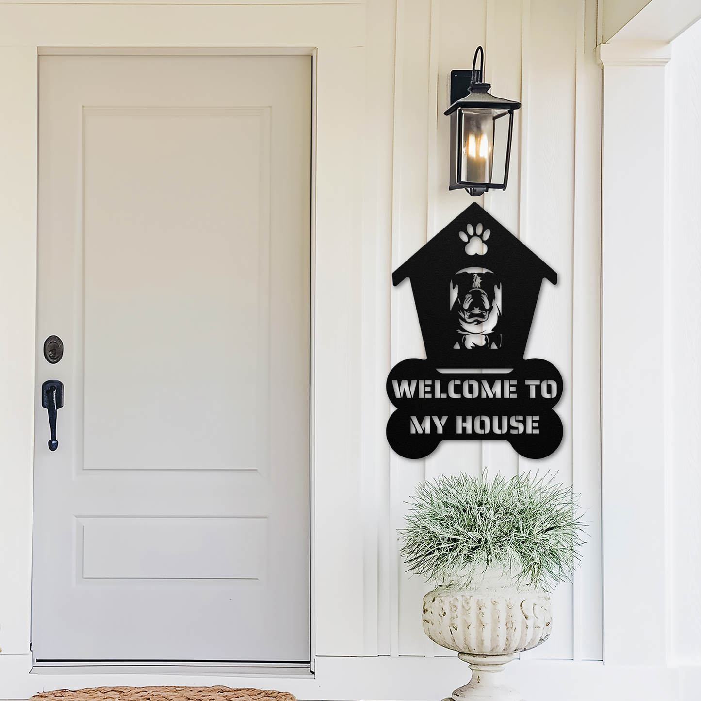Bulldog Welcome Dog House Sign: A Warm Greeting for Your Home
