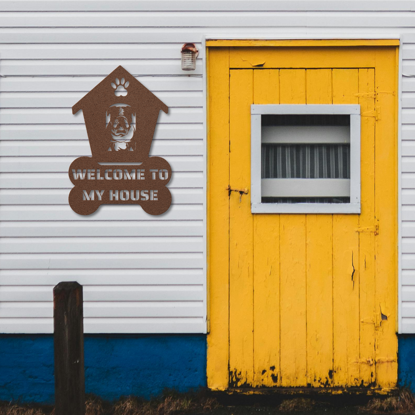Bulldog Welcome Dog House Sign: A Warm Greeting for Your Home