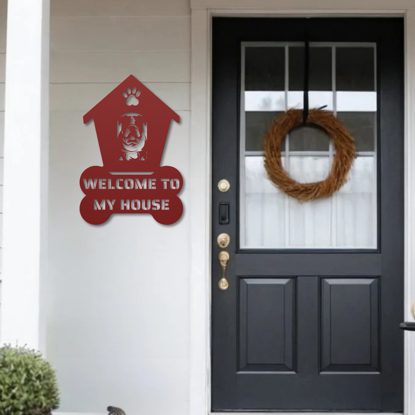 Bulldog Welcome Dog House Sign: A Warm Greeting for Your Home