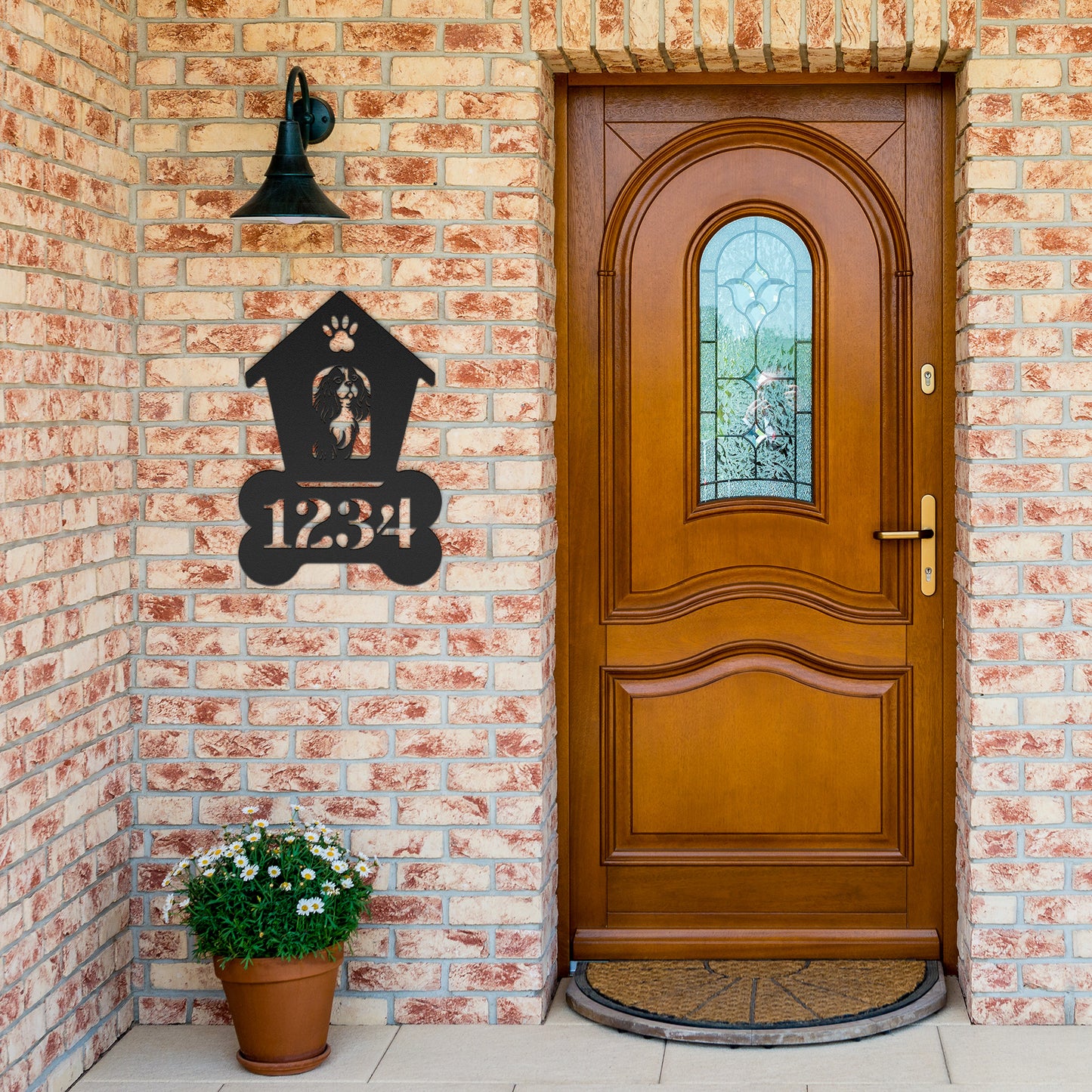Cavalier Spaniel Dog House Number Sign: A Tail-Wagging Touch