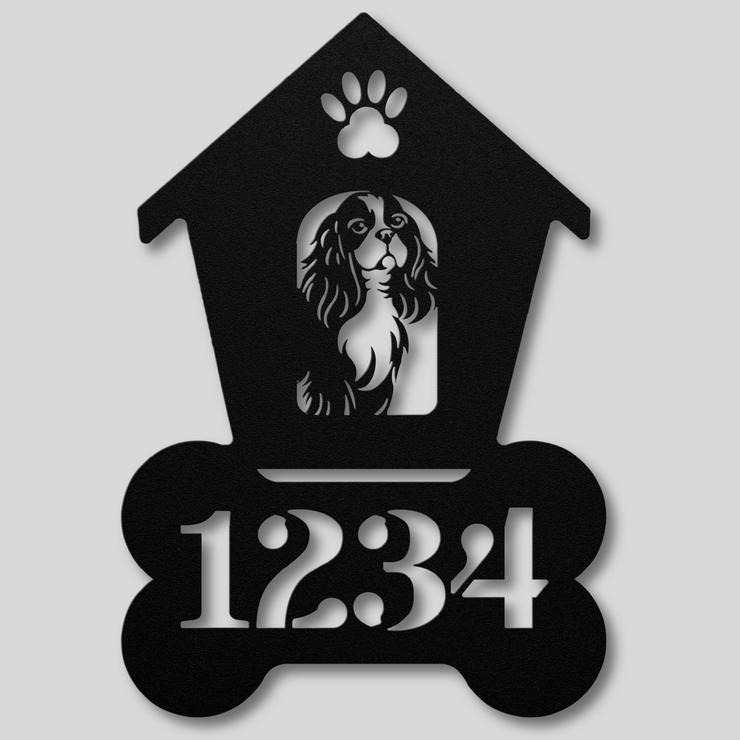Cavalier Spaniel Dog House Number Sign: A Tail-Wagging Touch