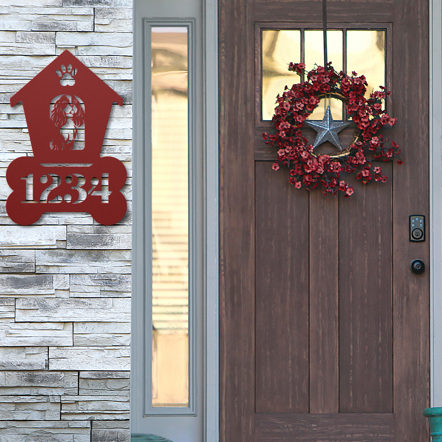 Cavalier Spaniel Dog House Number Sign: A Tail-Wagging Touch