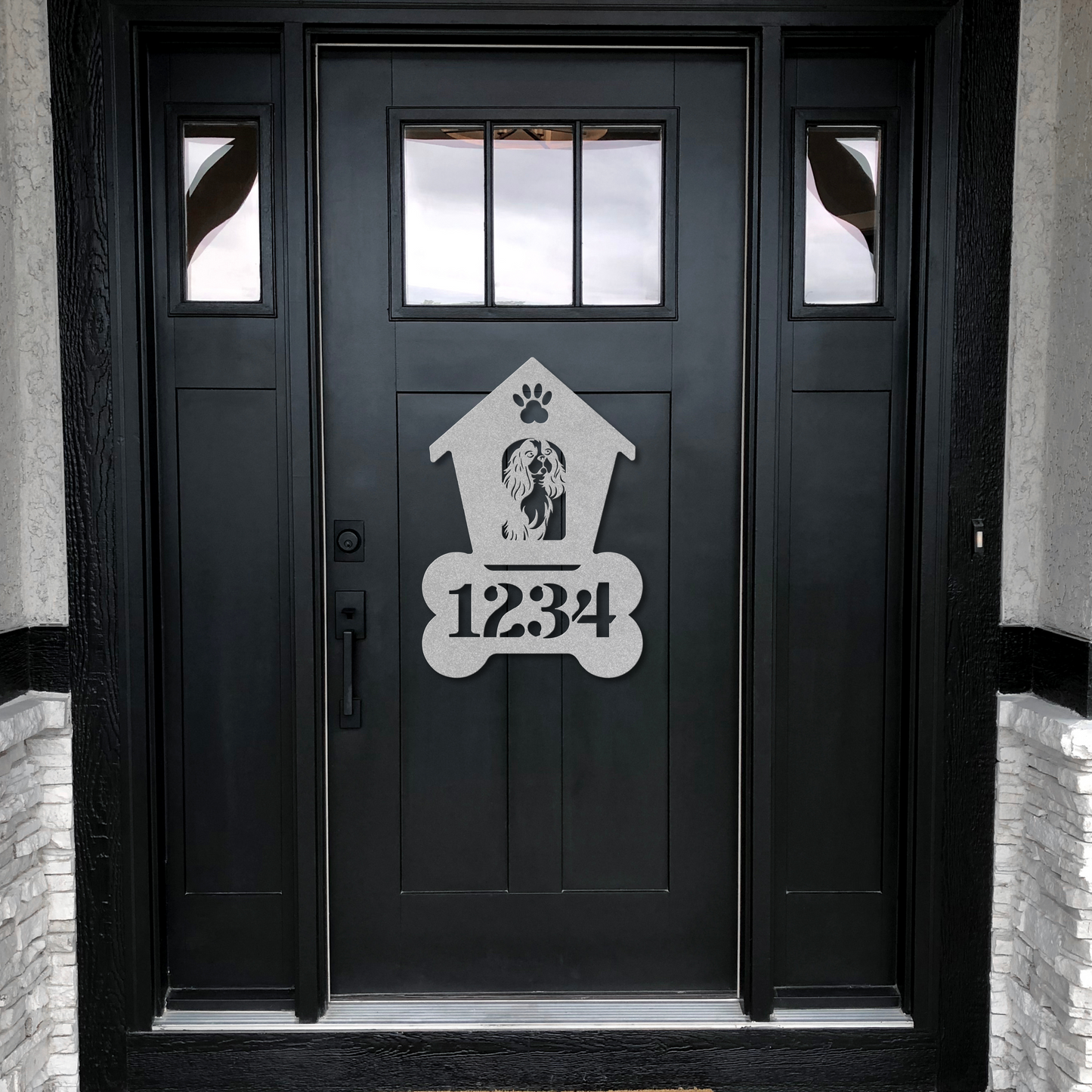 Cavalier Spaniel Dog House Number Sign: A Tail-Wagging Touch