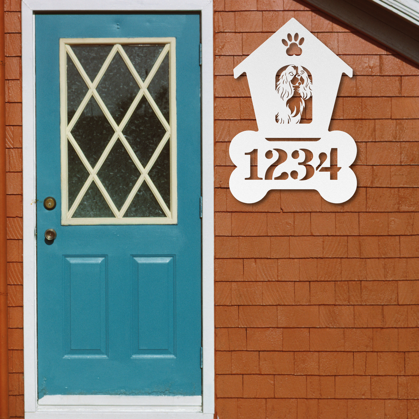 Cavalier Spaniel Dog House Number Sign: A Tail-Wagging Touch