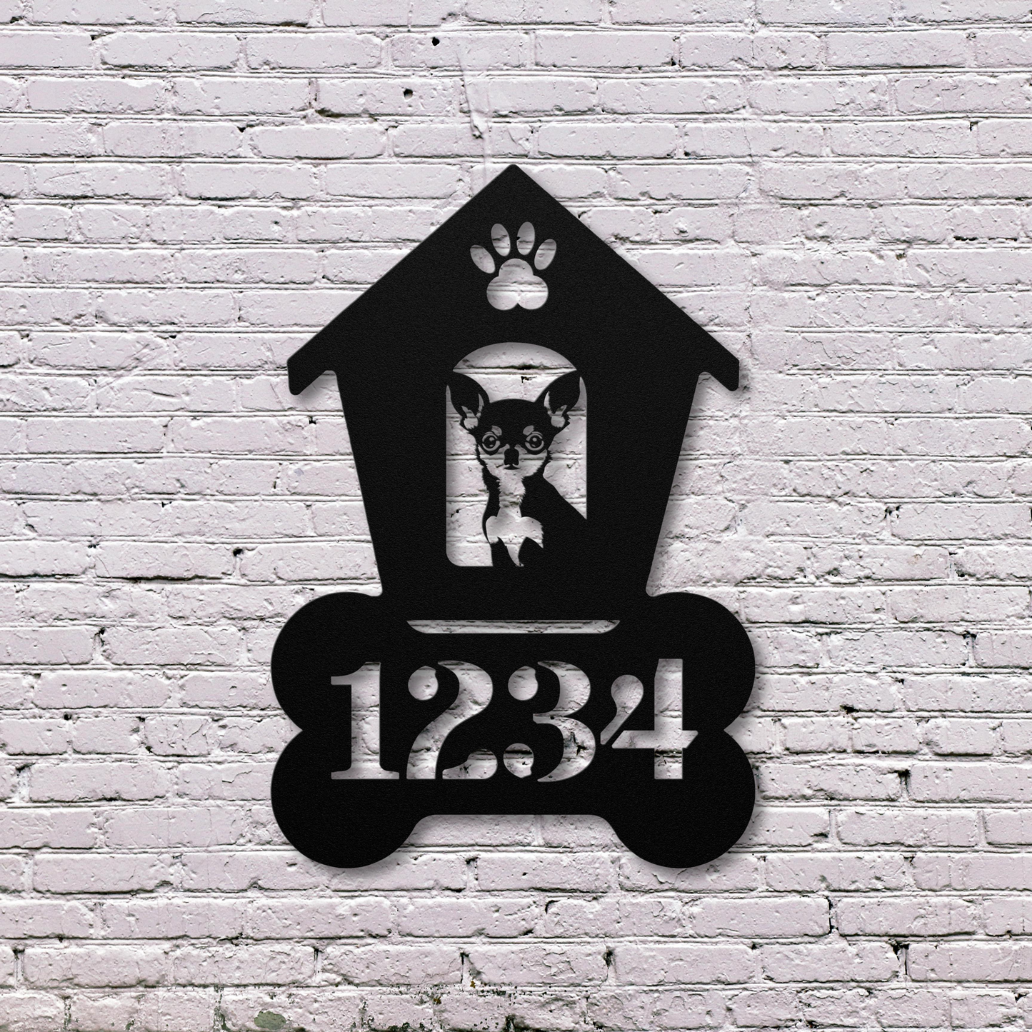 Chihuahua Dog House Number Sign: A Tail-Wagging Touch