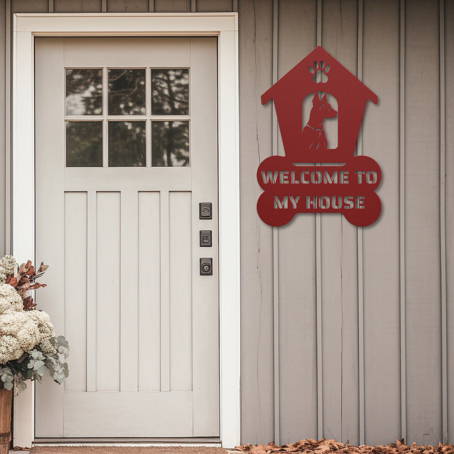 Doberman Welcome Dog House Sign: A Warm Greeting for Your Home