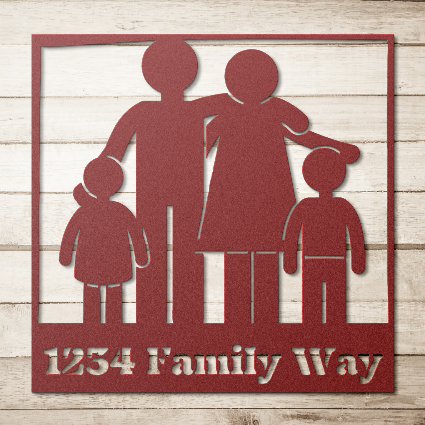 Custom Family of Four Metal Sign: Celebrate Togetherness