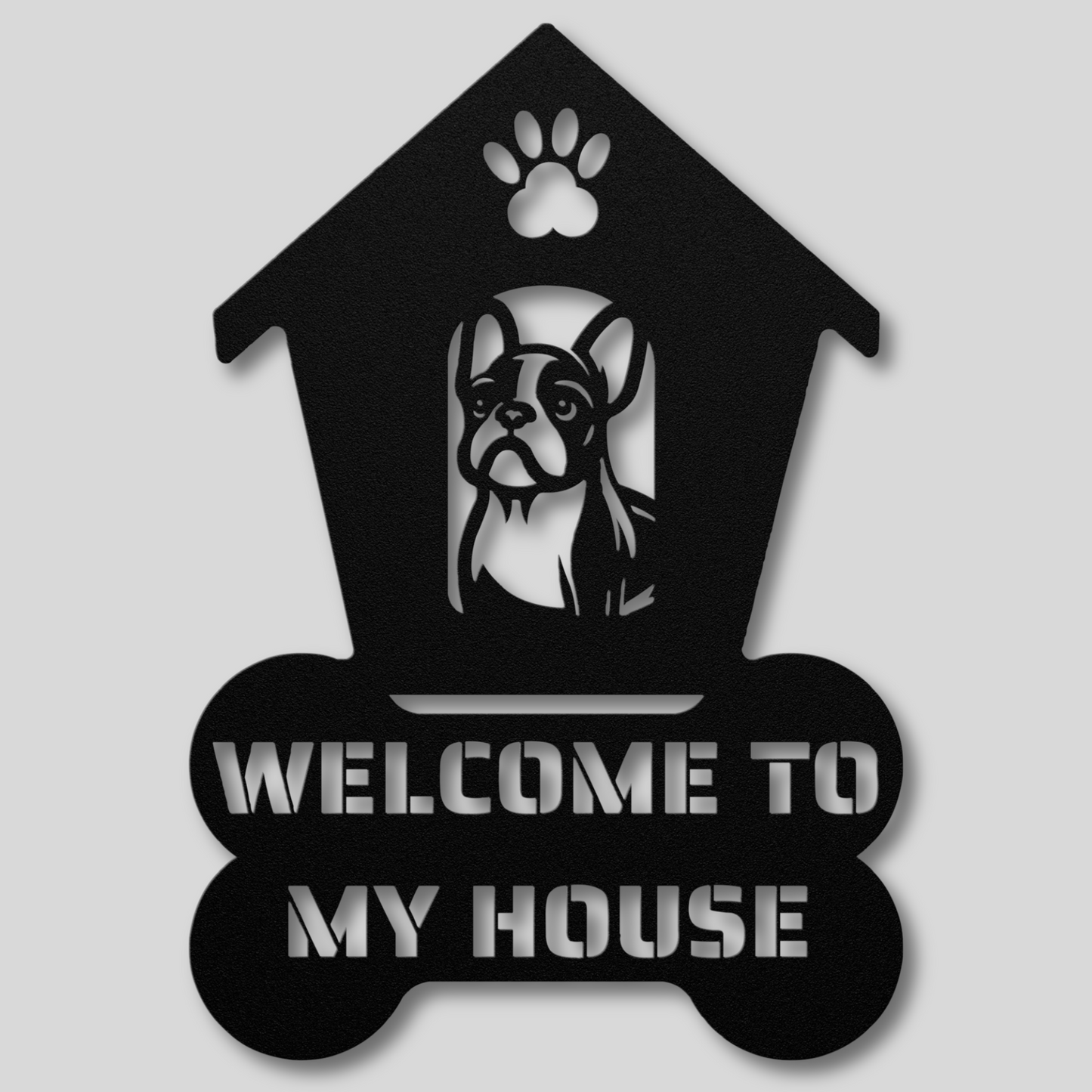 French Bulldog Welcome Dog House Metal Sign: A Warm Greeting for Your Home