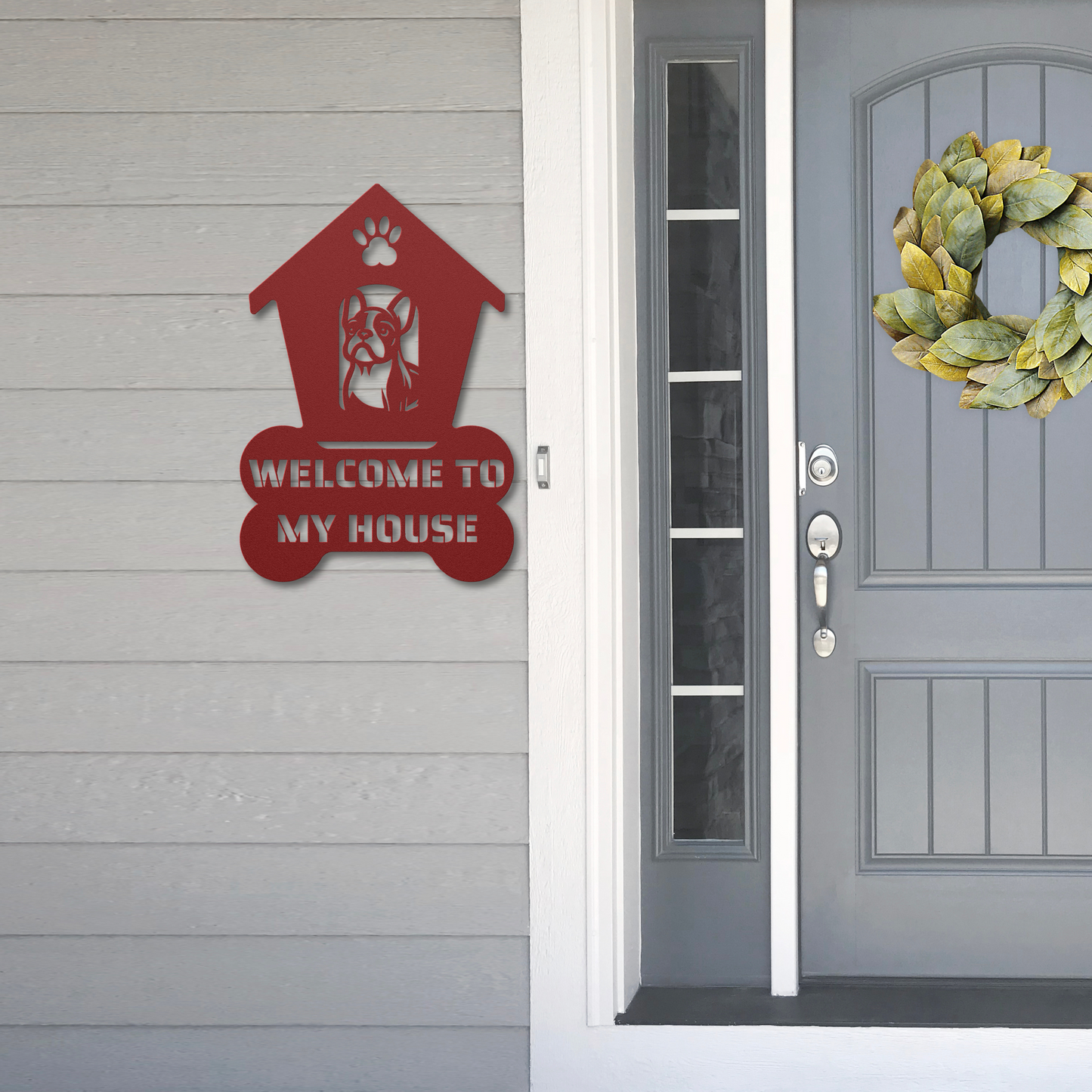 French Bulldog Welcome Dog House Metal Sign: A Warm Greeting for Your Home