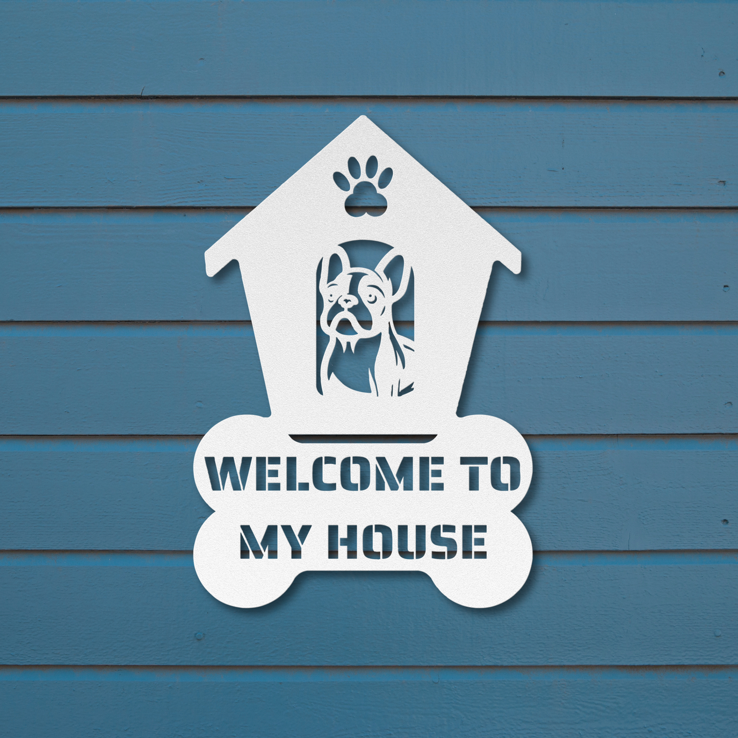 French Bulldog Welcome Dog House Metal Sign: A Warm Greeting for Your Home