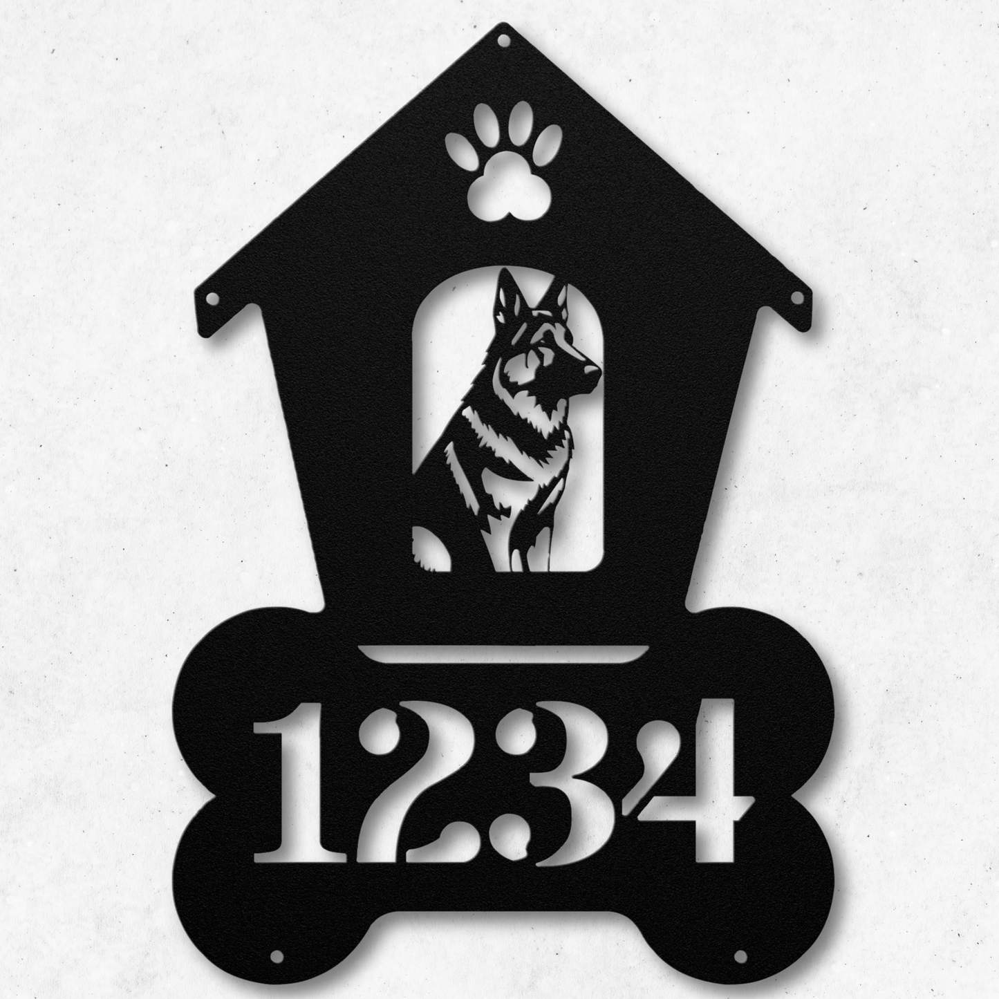 German Shepherd Dog House Number Metal Sign: A Tail-Wagging Touch