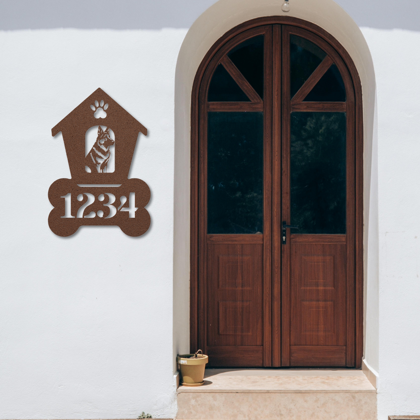 German Shepherd Dog House Number Metal Sign: A Tail-Wagging Touch
