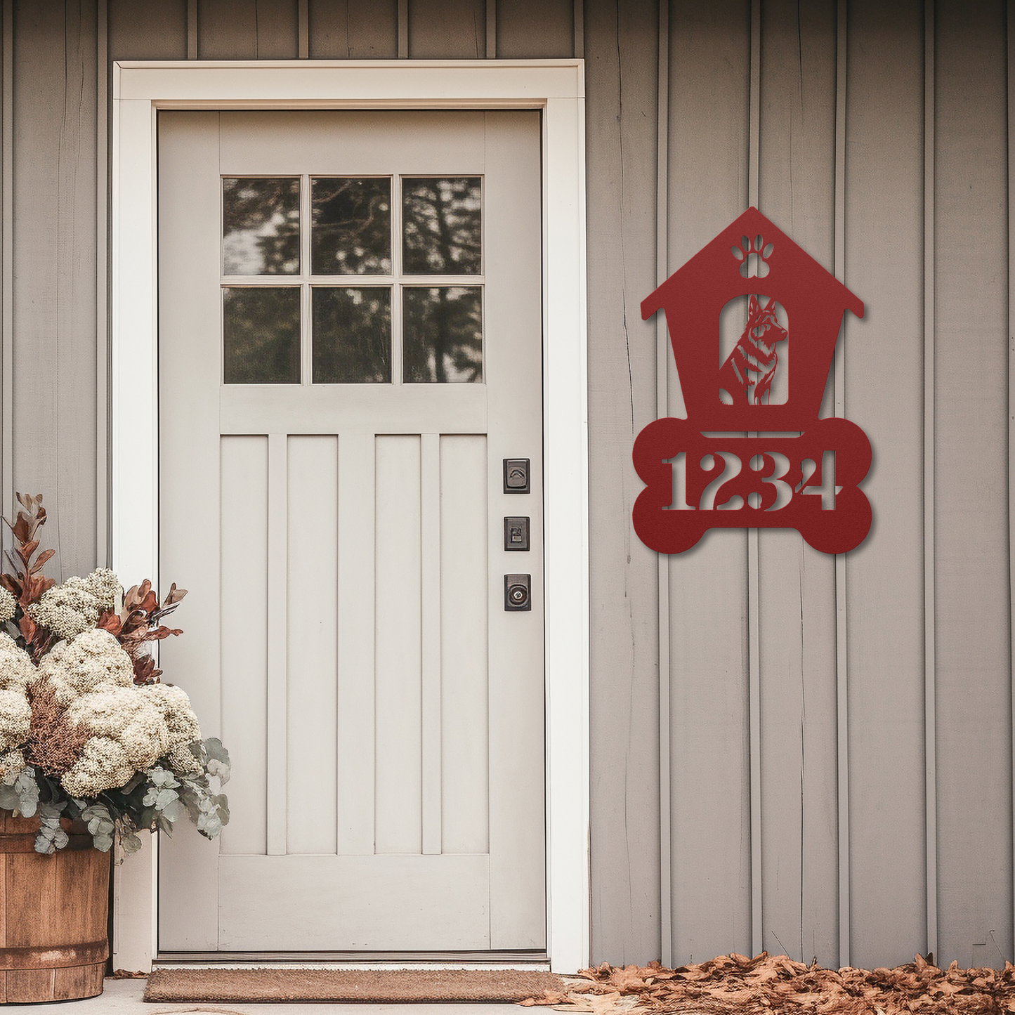 German Shepherd Dog House Number Metal Sign: A Tail-Wagging Touch