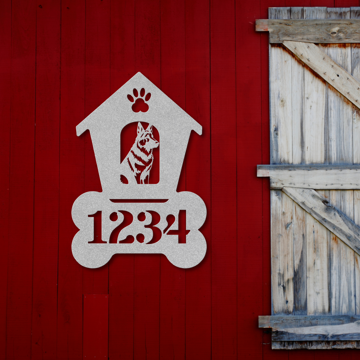 German Shepherd Dog House Number Metal Sign: A Tail-Wagging Touch