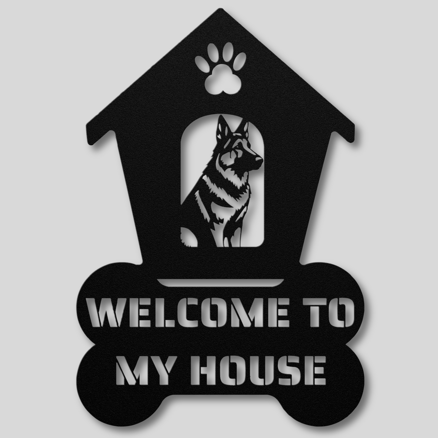 German Shepherd Welcome Dog House Metal Sign: A Warm Greeting for Your Home