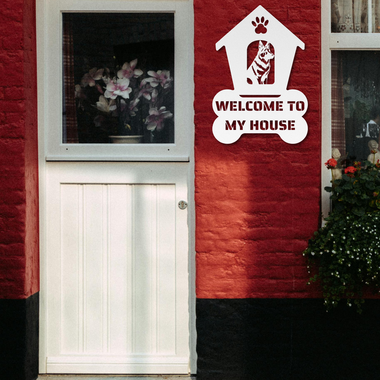German Shepherd Welcome Dog House Metal Sign: A Warm Greeting for Your Home