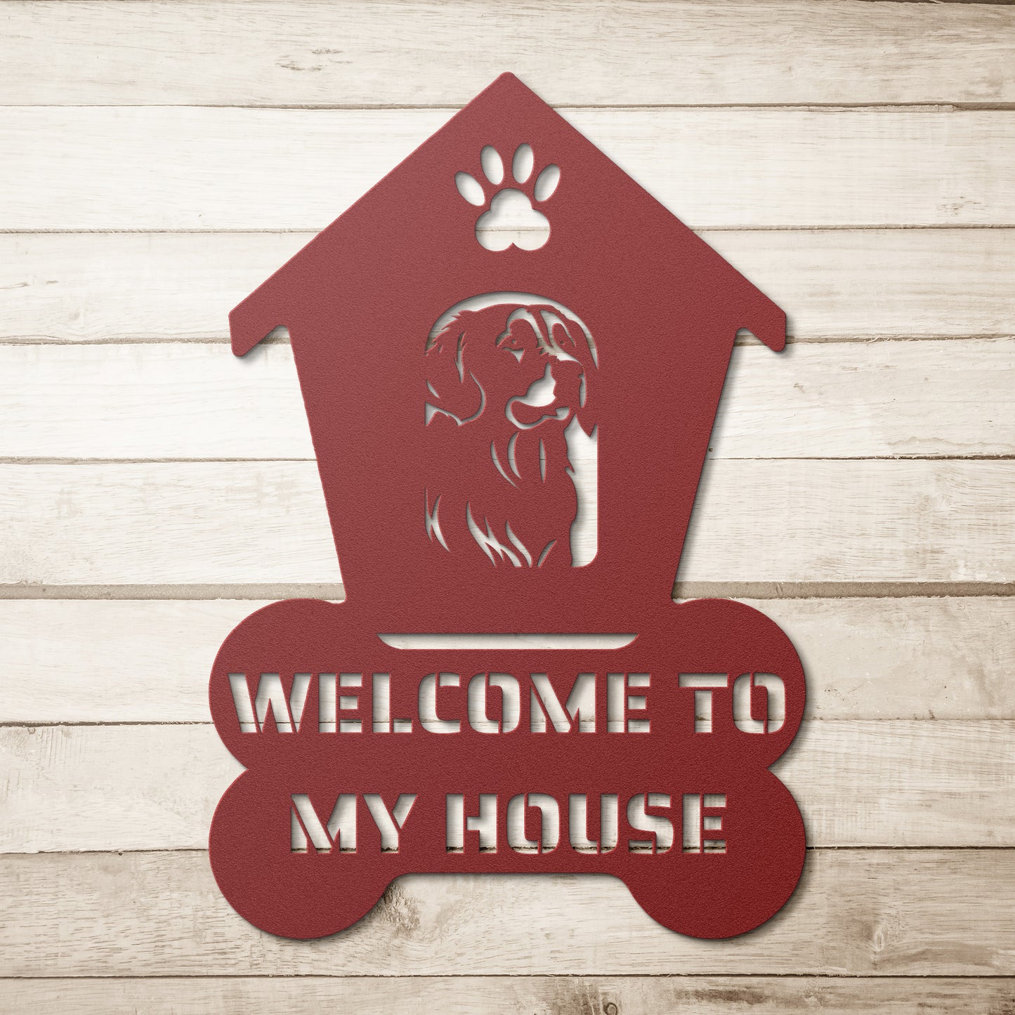 Golden Retriever Welcome Dog House Metal Sign: A Warm Greeting for Your Home