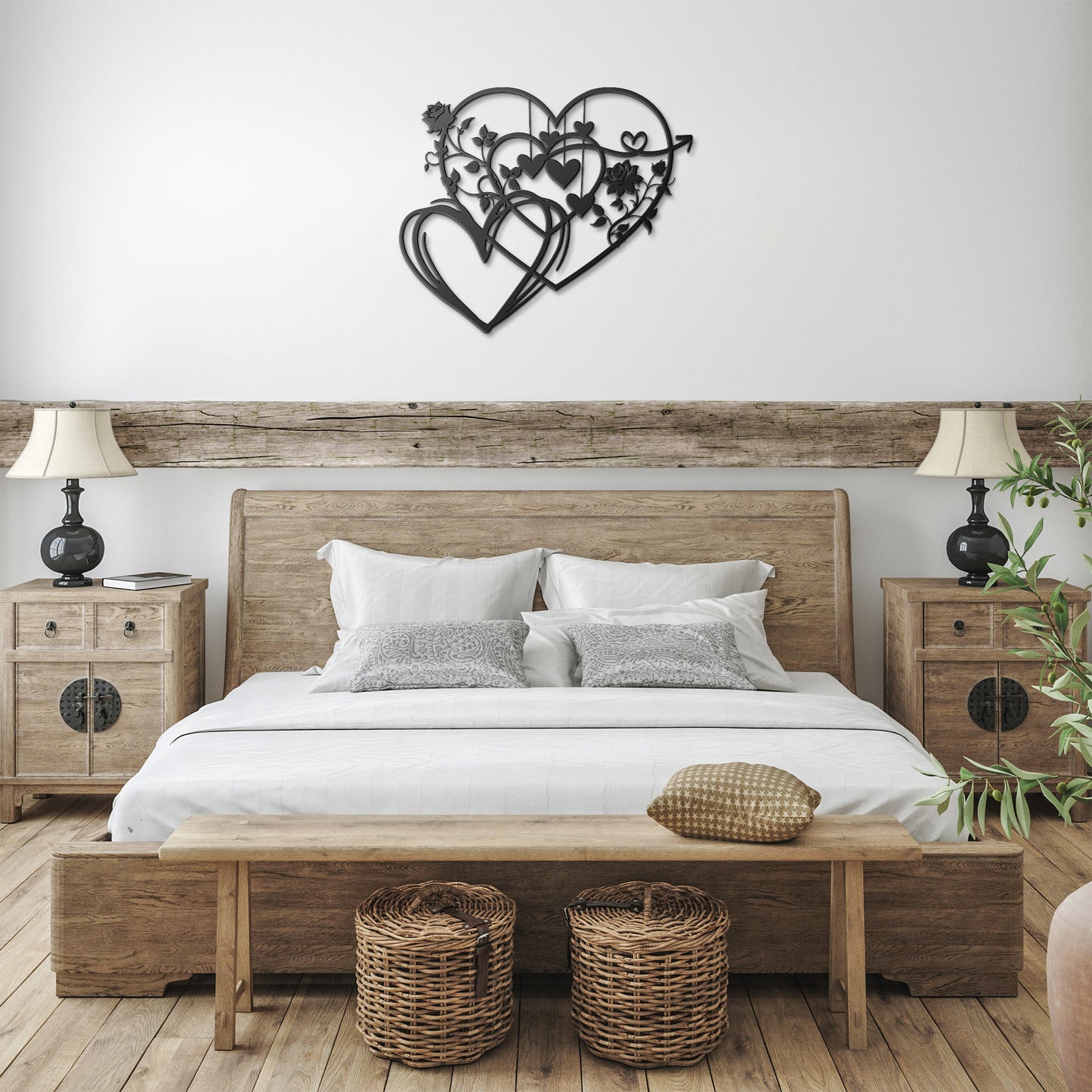 Whimsical Hearts and Roses Metal Wall Art: A Floral Love Story