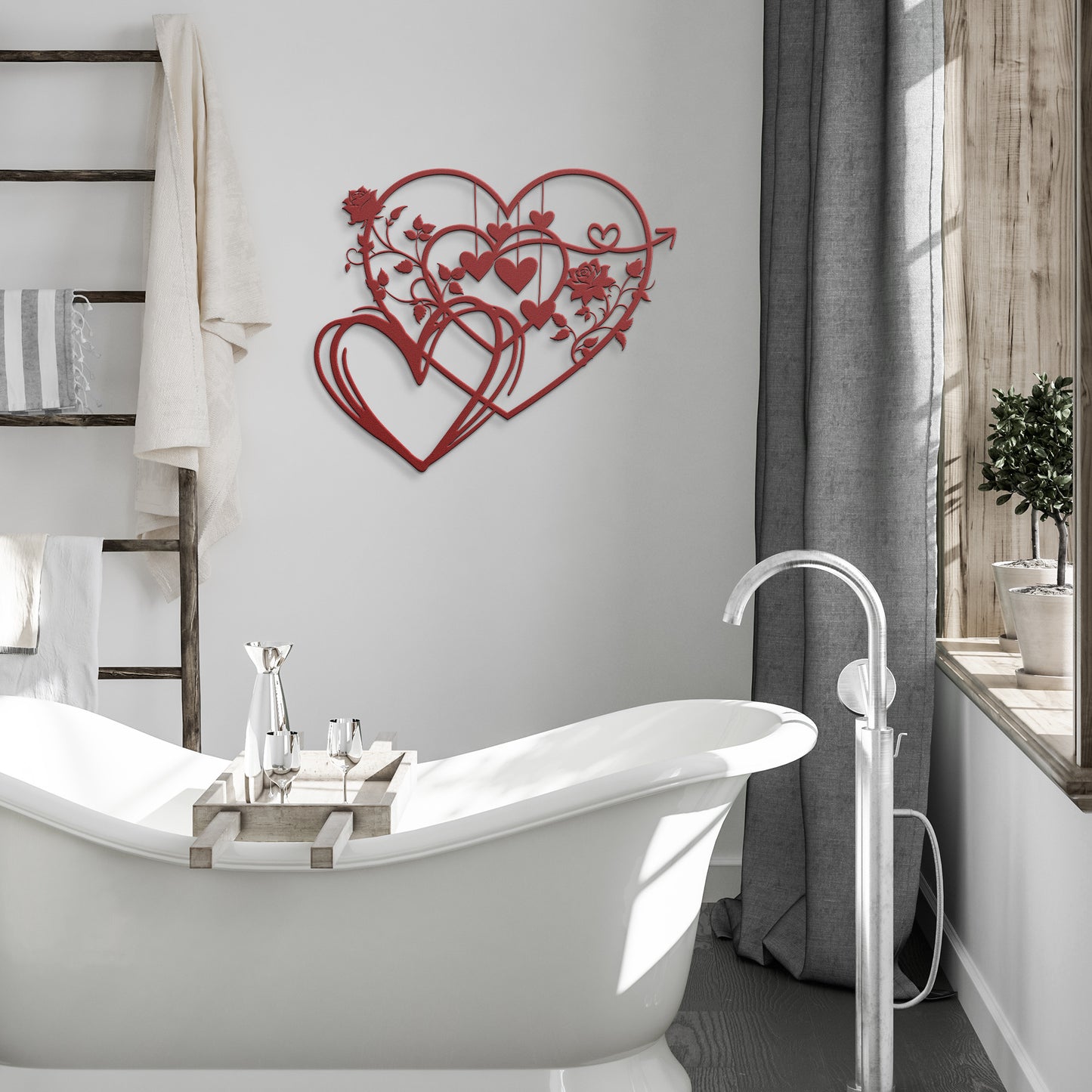 Whimsical Hearts and Roses Metal Wall Art: A Floral Love Story