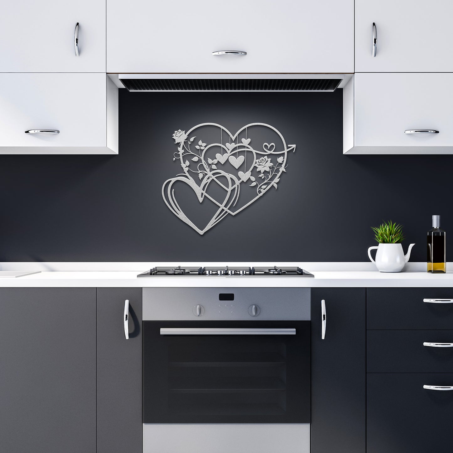 Whimsical Hearts and Roses Metal Wall Art: A Floral Love Story