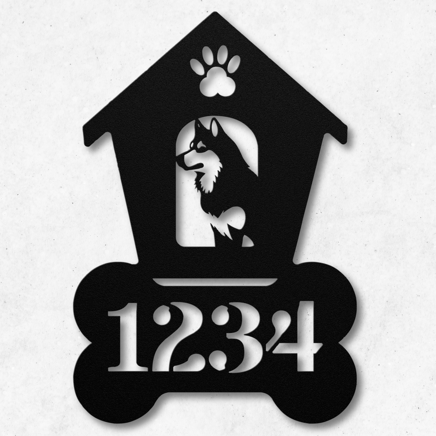 Siberian Husky Dog House Number Metal Sign: A Tail-Wagging Touch