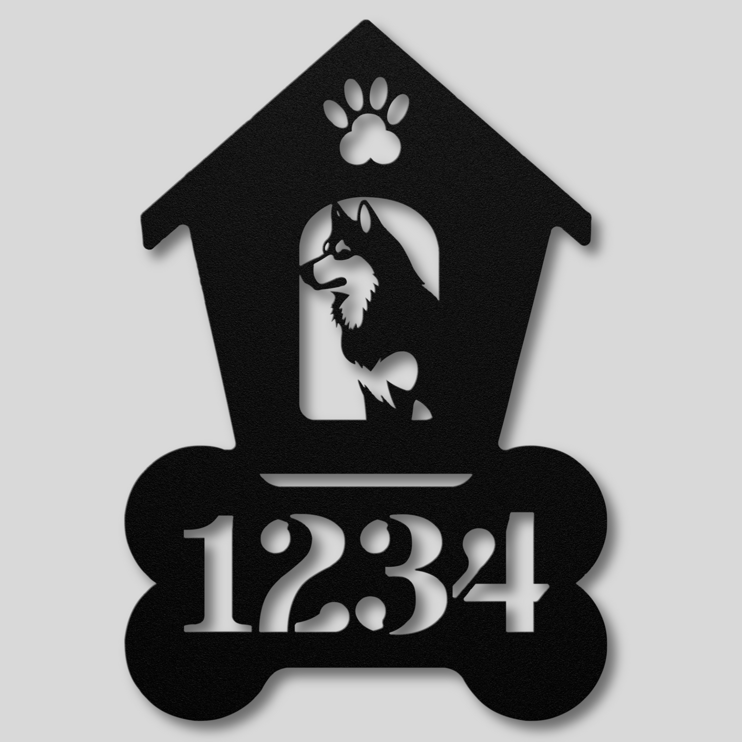 Siberian Husky Dog House Number Metal Sign: A Tail-Wagging Touch