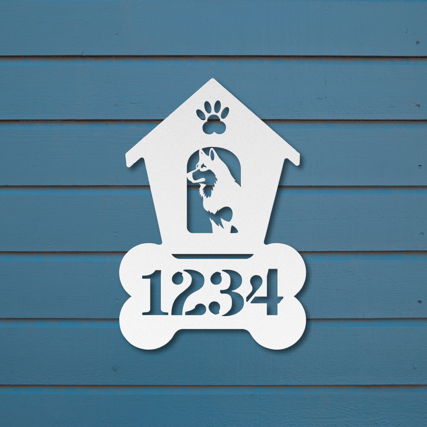 Siberian Husky Dog House Number Metal Sign: A Tail-Wagging Touch