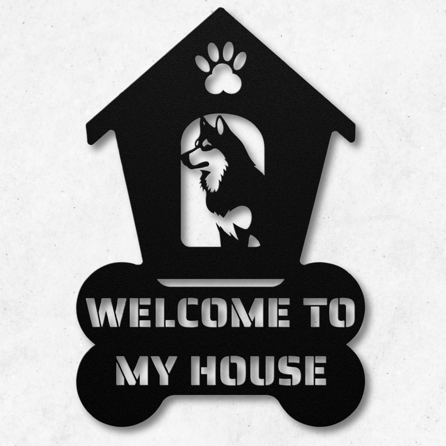 Siberian Husky Welcome Dog House Metal Sign: A Warm Greeting for Your Home