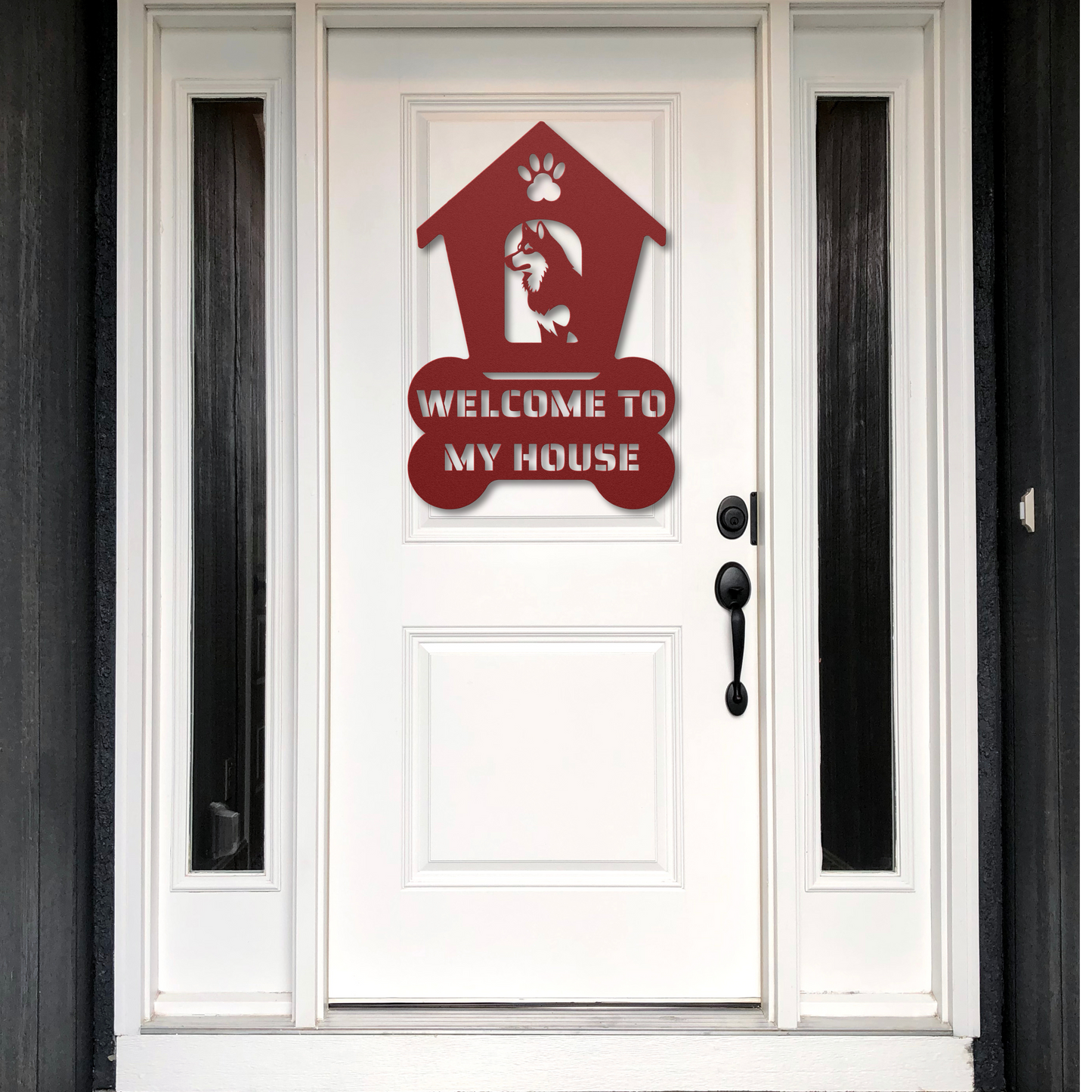 Siberian Husky Welcome Dog House Metal Sign: A Warm Greeting for Your Home