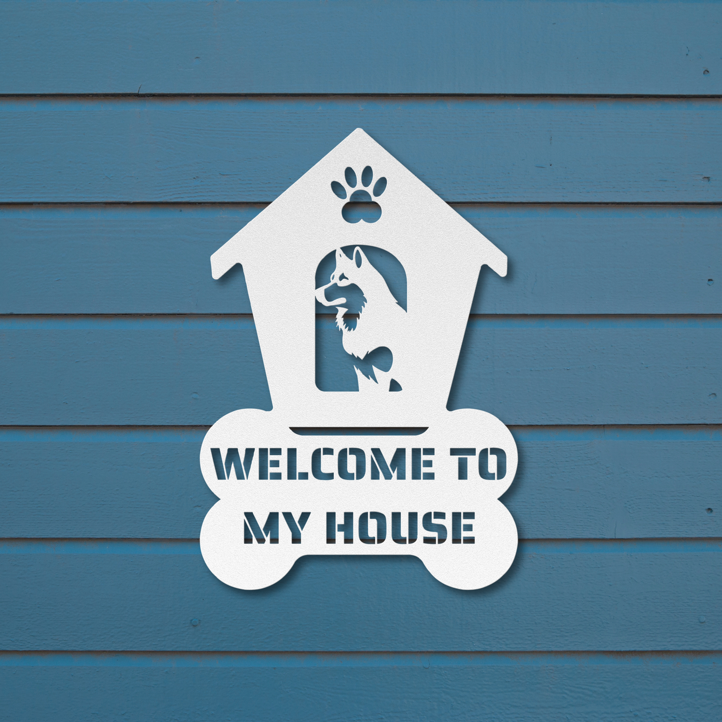 Siberian Husky Welcome Dog House Metal Sign: A Warm Greeting for Your Home