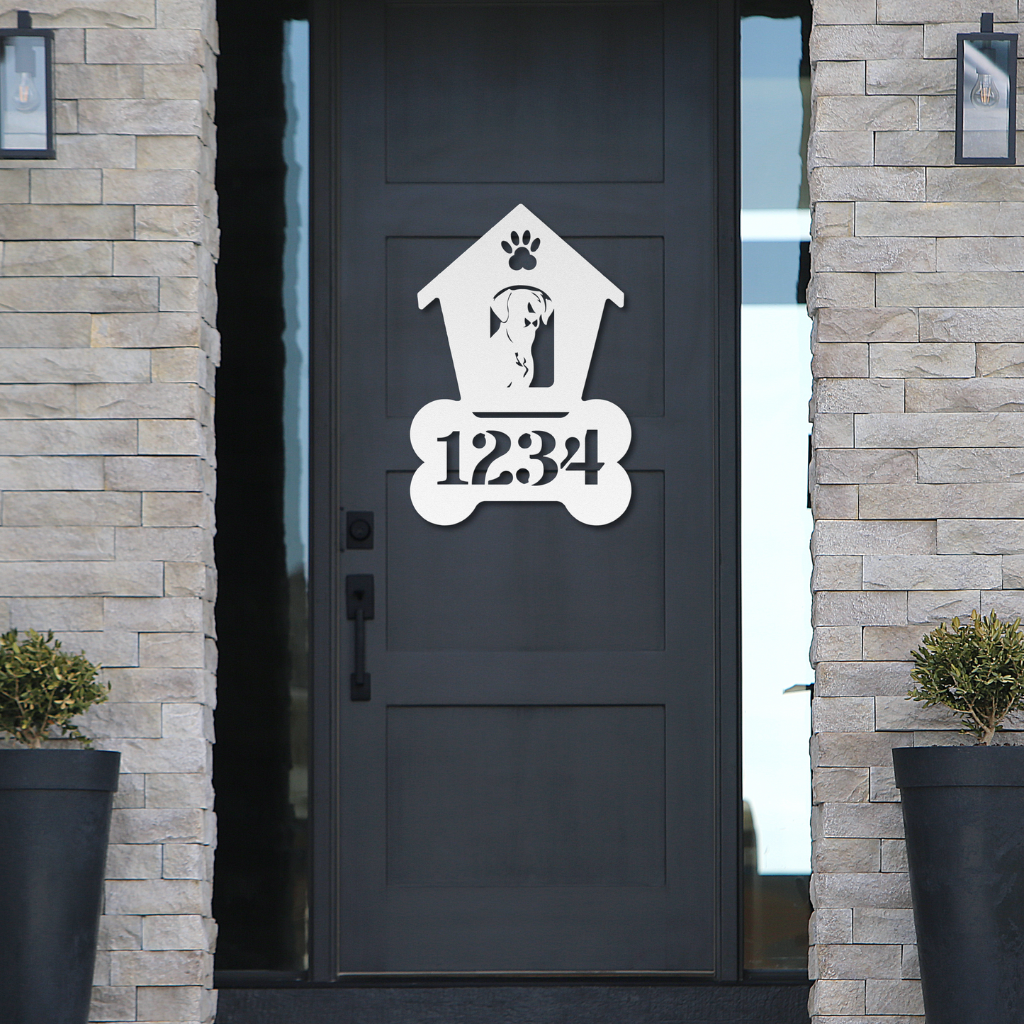 Labrador Retriever Dog House Number Metal Sign: A Tail-Wagging Touch