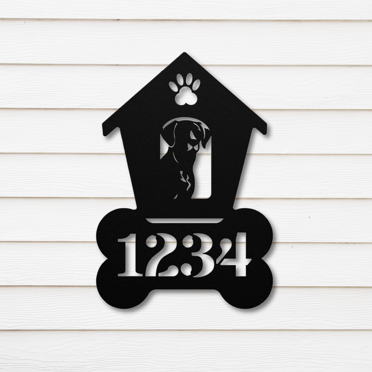 Labrador Retriever Dog House Number Metal Sign: A Tail-Wagging Touch