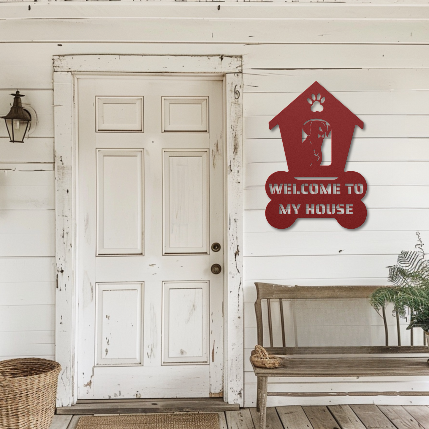 Labrador Retriever Welcome Dog House Metal Sign: A Warm Greeting for Your House