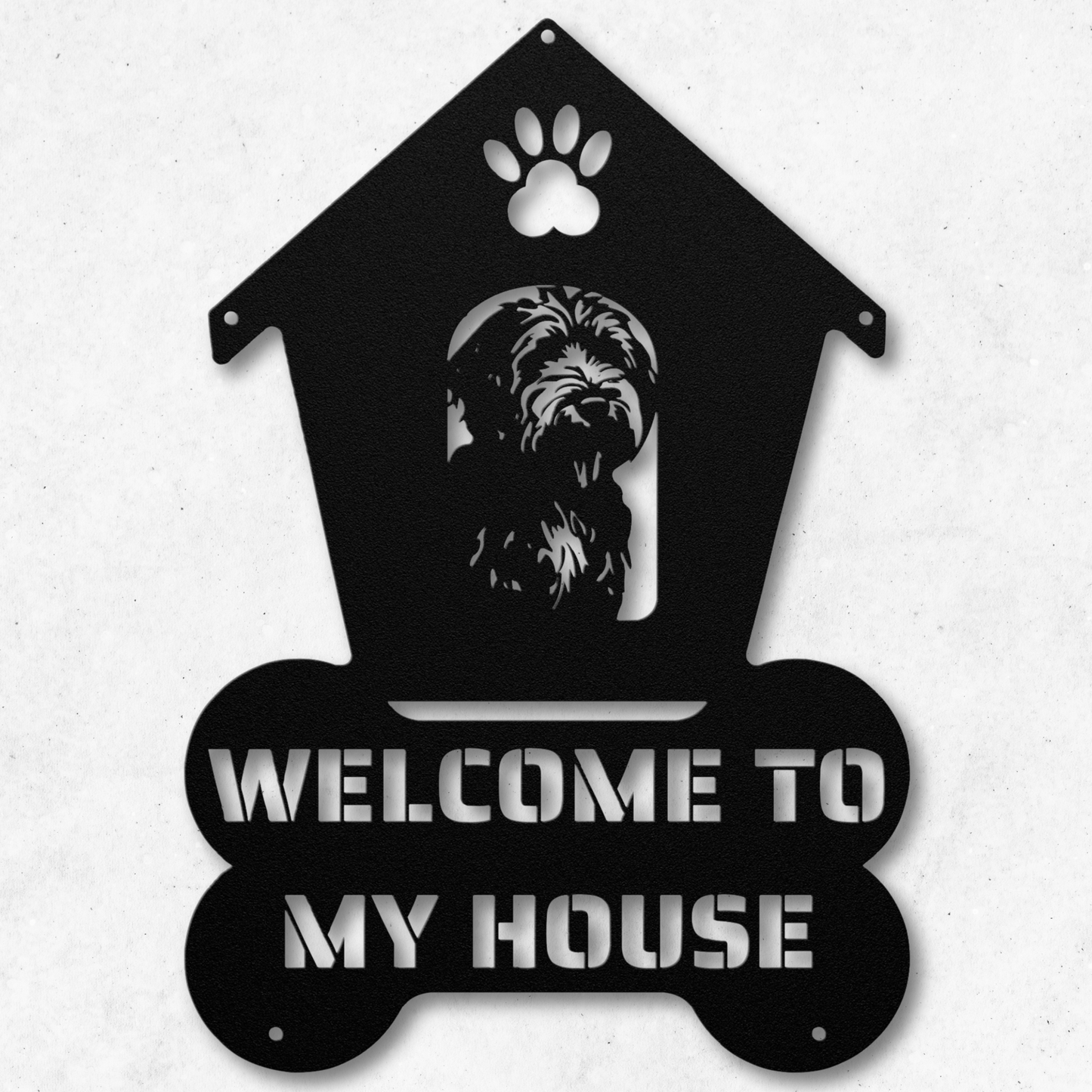 Labradoodle Welcome Dog House Metal Sign: A Warm Greeting for Your Home