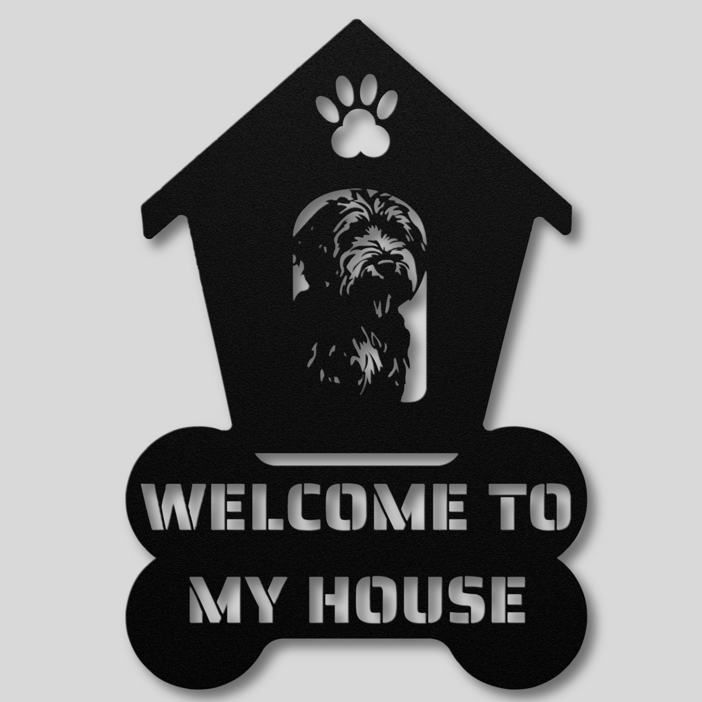 Labradoodle Welcome Dog House Metal Sign: A Warm Greeting for Your Home