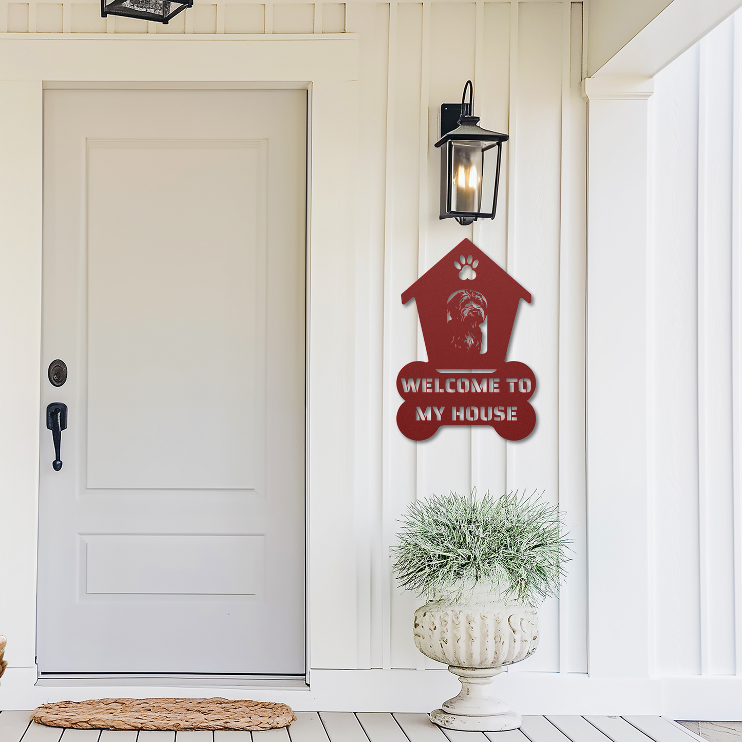 Labradoodle Welcome Dog House Metal Sign: A Warm Greeting for Your Home
