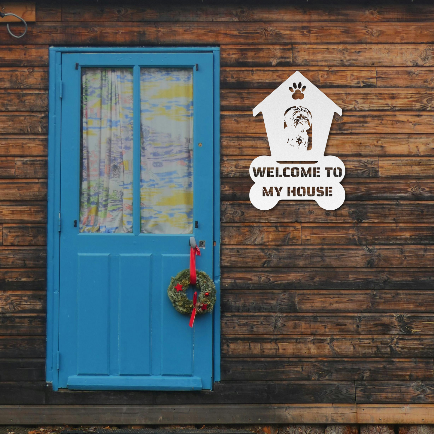 Labradoodle Welcome Dog House Metal Sign: A Warm Greeting for Your Home