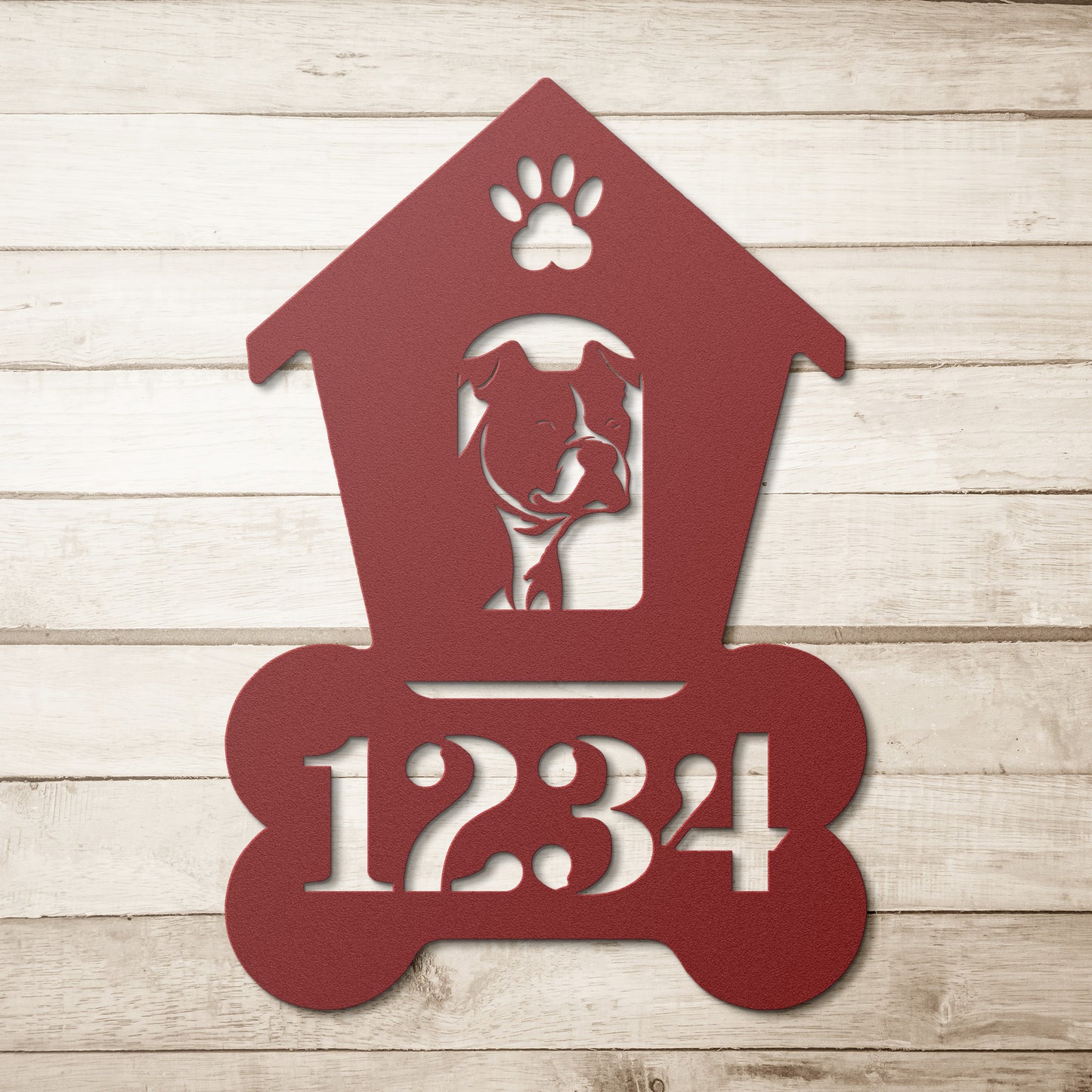 Pitbull Dog House Number Metal Sign: A Tail-Wagging Touch