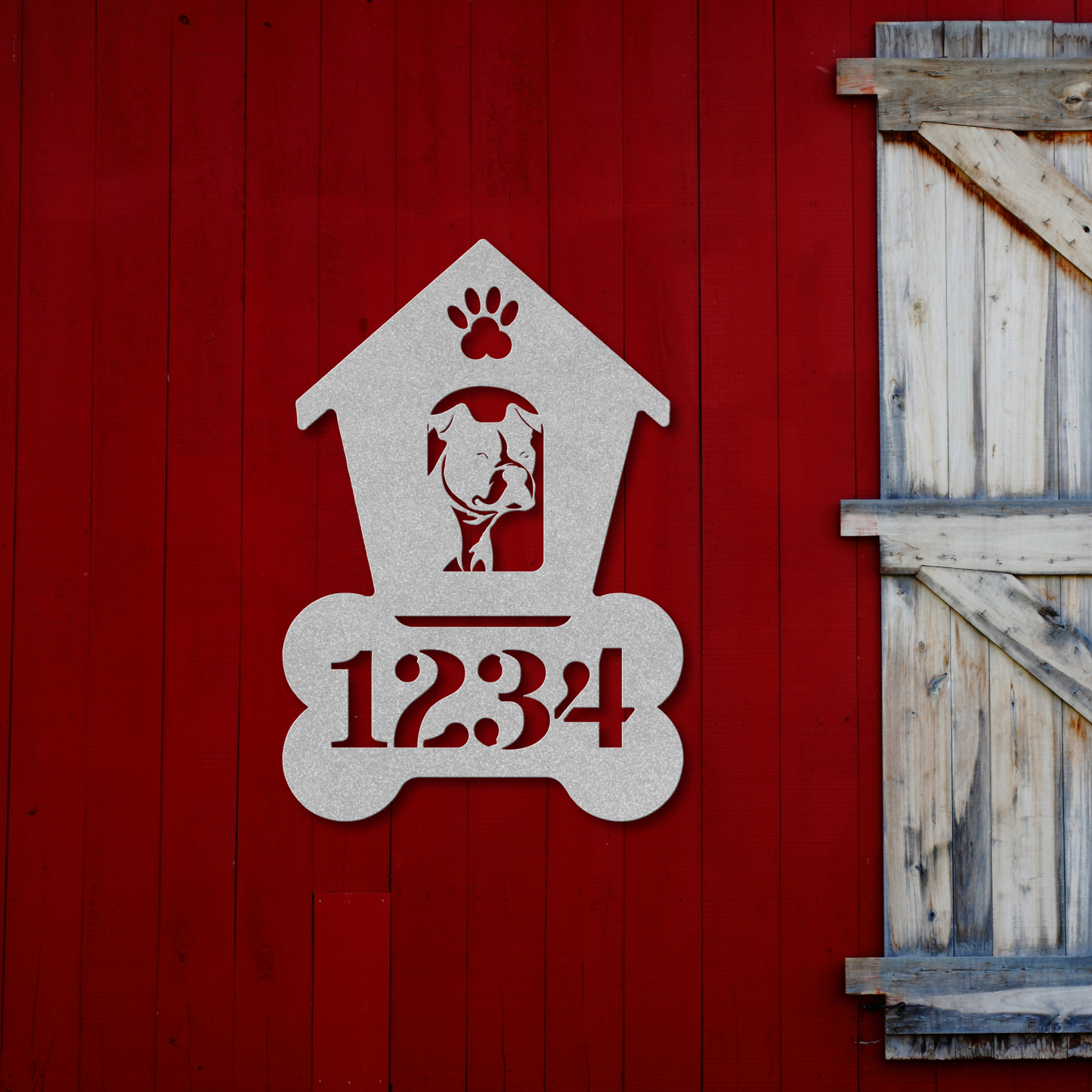 Pitbull Dog House Number Metal Sign: A Tail-Wagging Touch