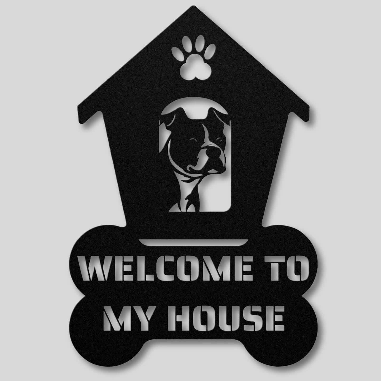 Pitbull Welcome Dog House Metal Sign: A Warm Greeting for Your Home