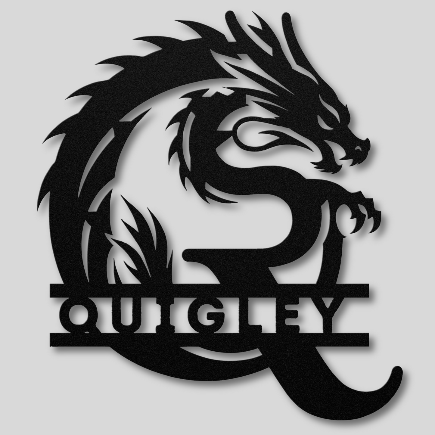 Custom Dragon Letter Q Metal Sign: A Touch of Enchantment