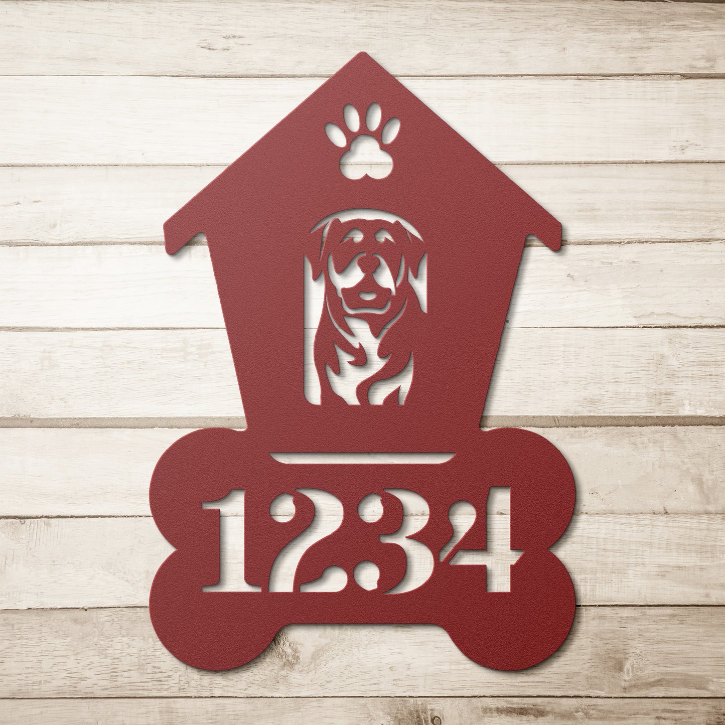 Rottweiler Dog House Number Metal Sign: A Tail-Wagging Touch