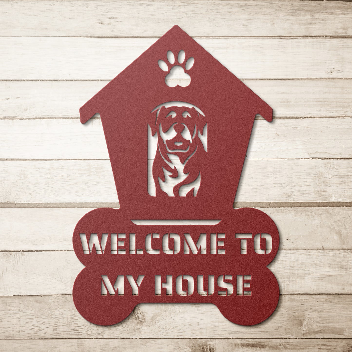 Rottweiler Welcome Dog House Metal Sign: A Warm Greeting for Your Home