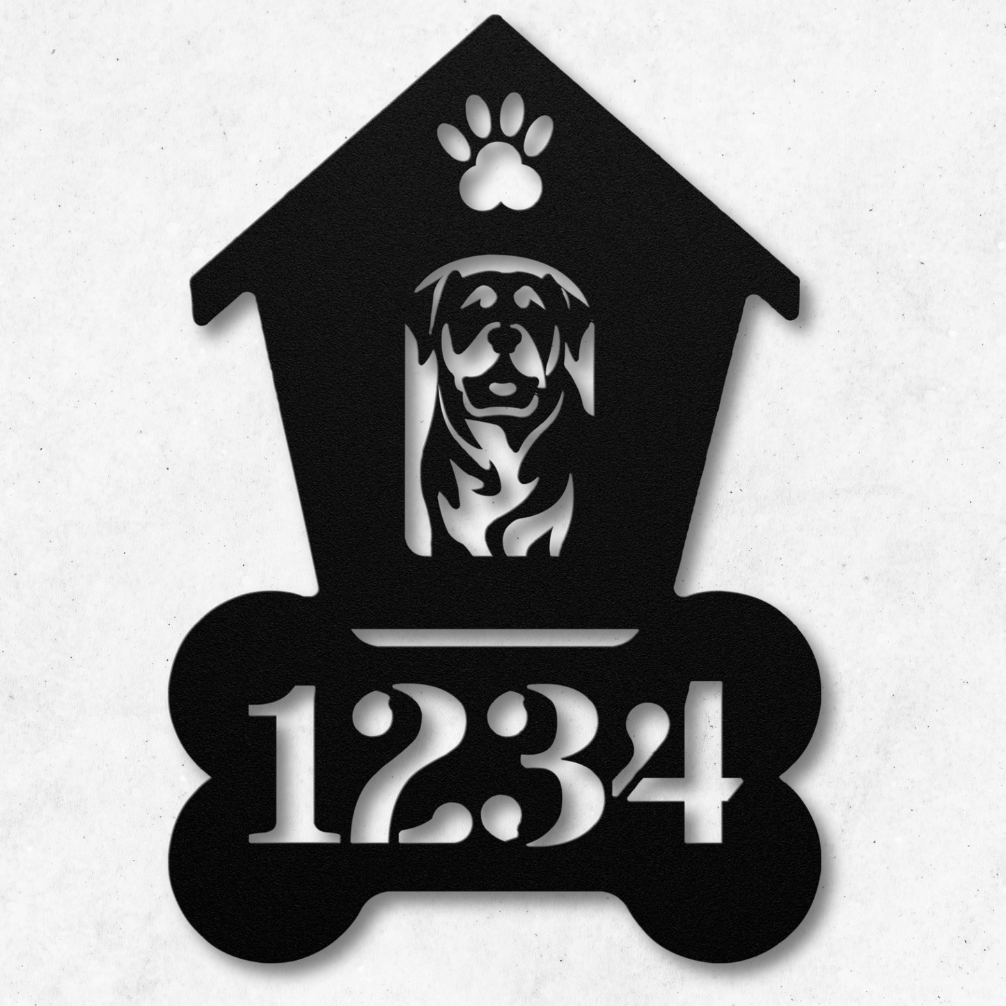 Rottweiler Dog House Number Metal Sign: A Tail-Wagging Touch